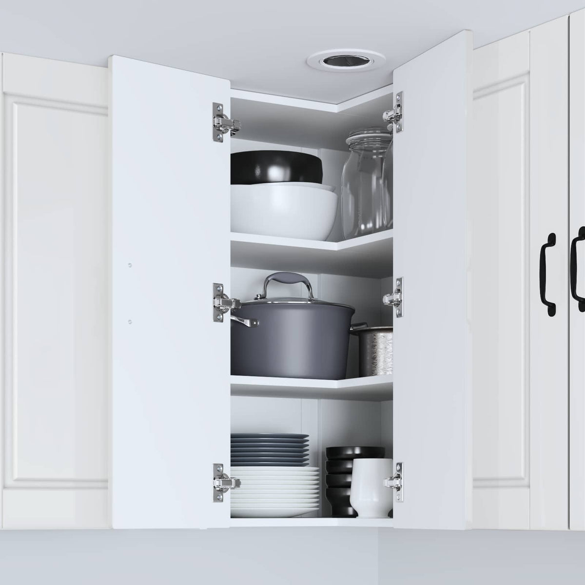 Wall Corner Cabinet PORTO High Gloss White 57 x 57 x 80 cm