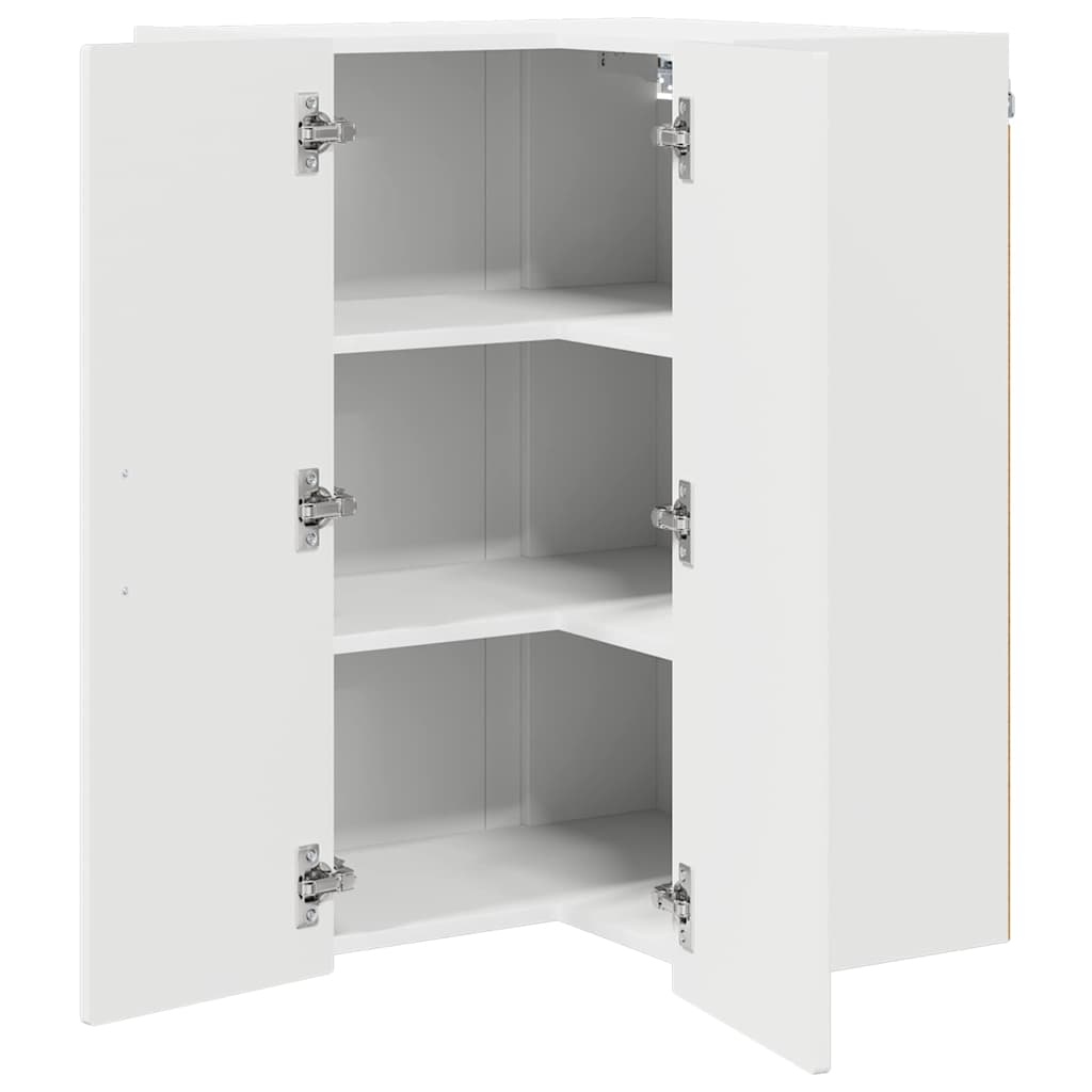 Wall Corner Cabinet PORTO High Gloss White 57 x 57 x 80 cm
