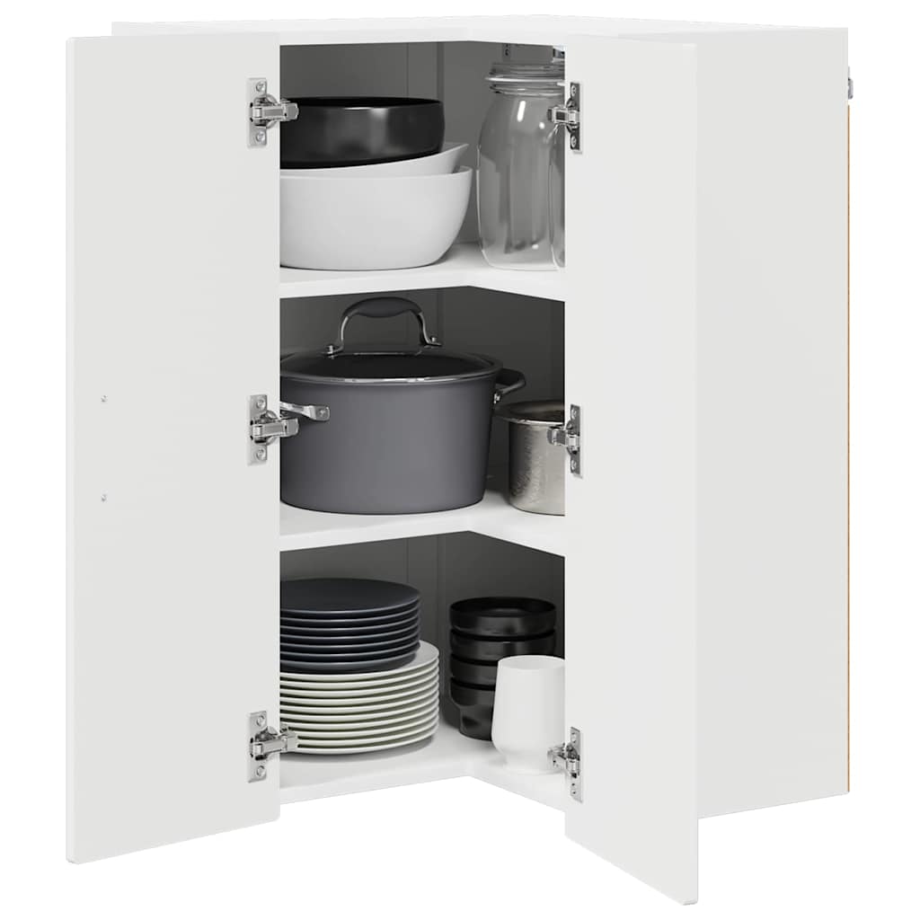 Wall Corner Cabinet PORTO High Gloss White 57 x 57 x 80 cm