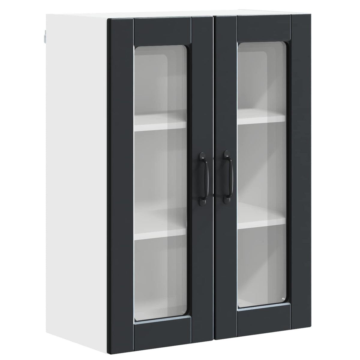 Wall Glass Cabinet PORTO Black 60 x 31 x 80 cm Engineered Wood