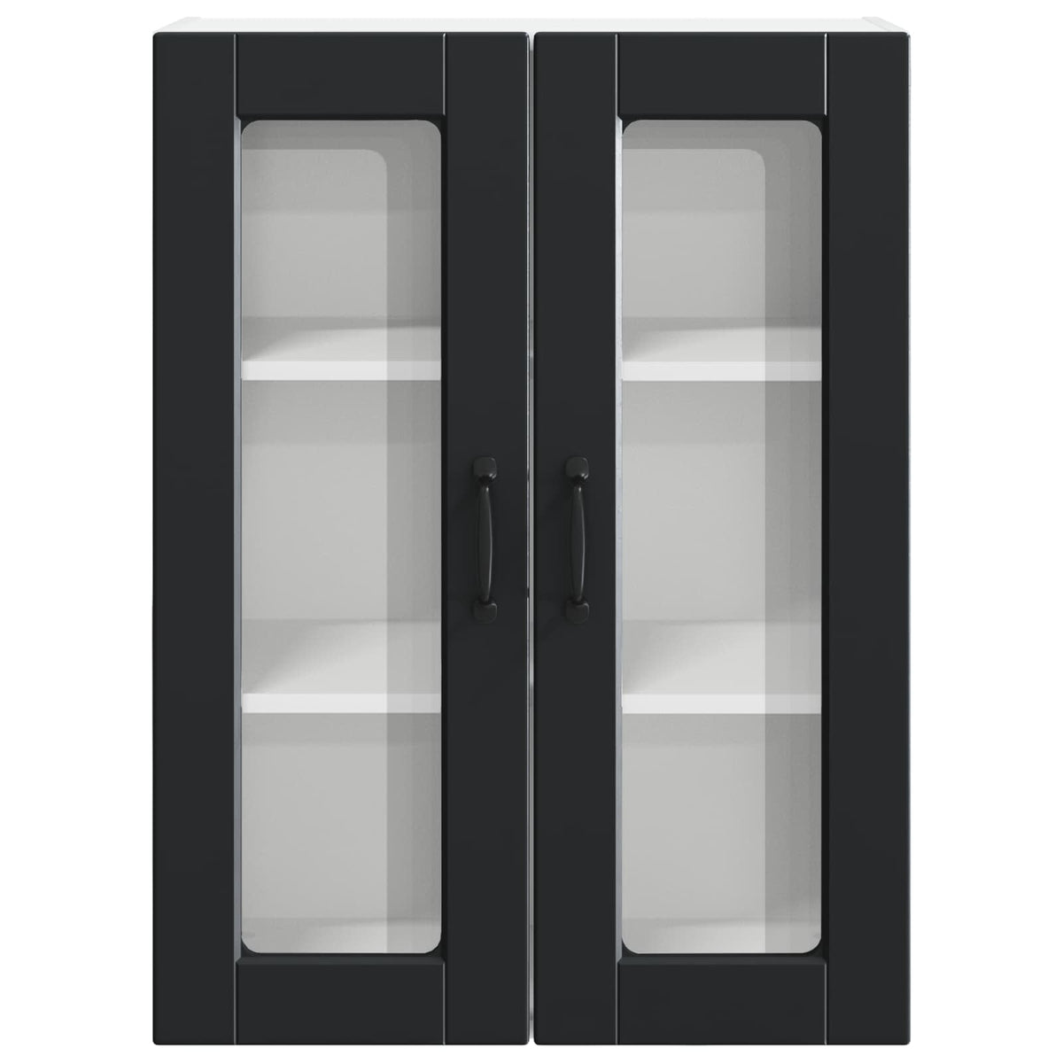 Wall Glass Cabinet PORTO Black 60 x 31 x 80 cm Engineered Wood