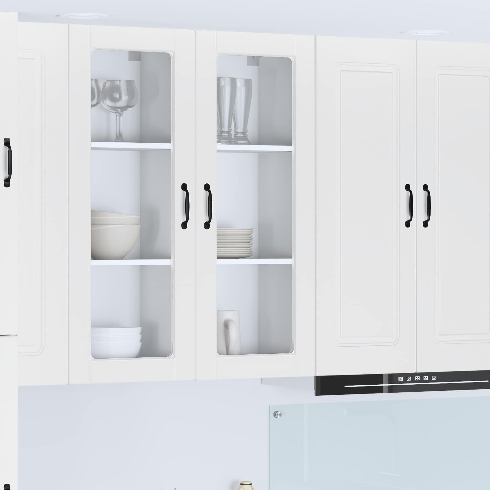 Wall Glass Cabinet PORTO White 40 x 31 x 100 cm Engineered Wood