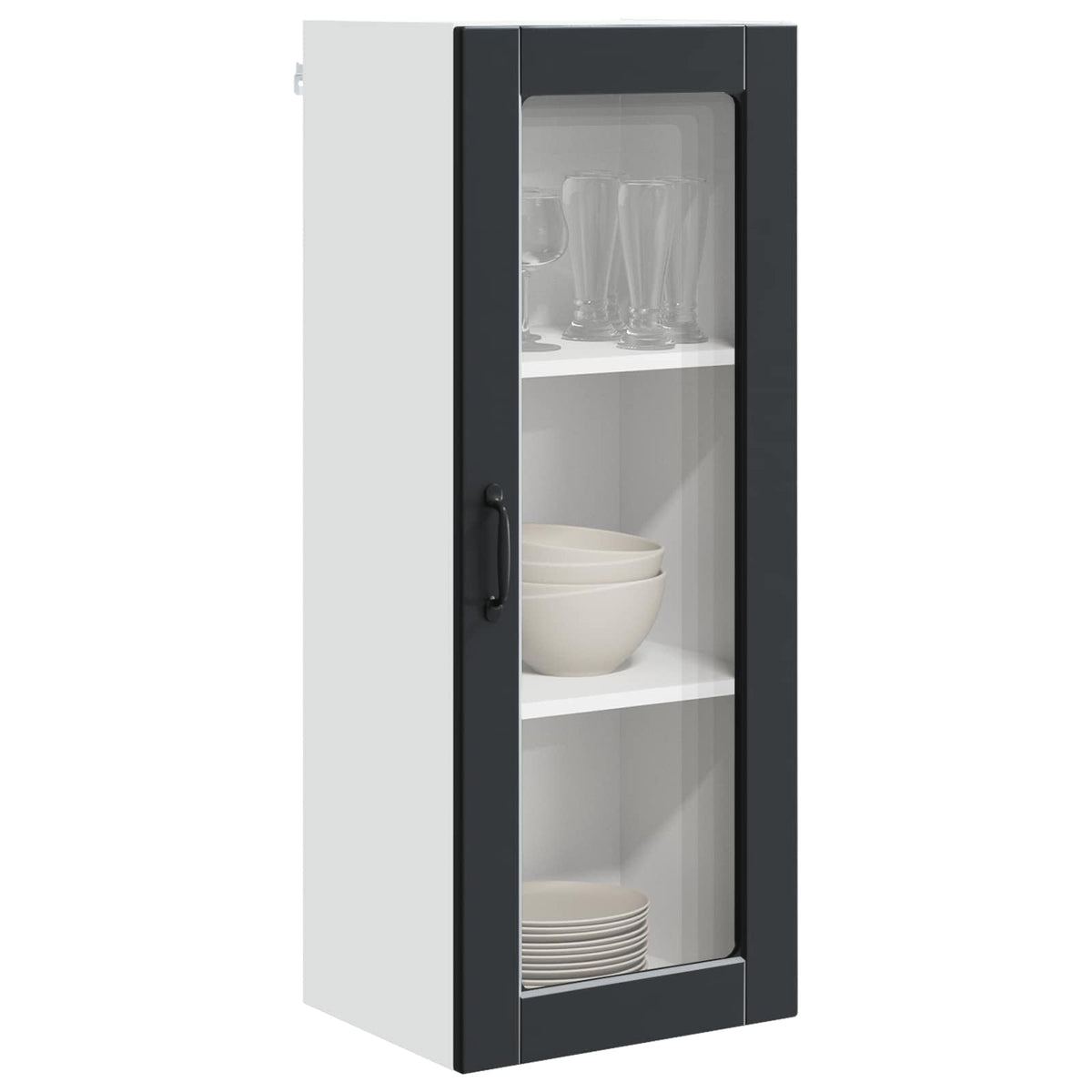 Wall Glass Cabinet PORTO Black 40 x 31 x 100 cm Engineered Wood