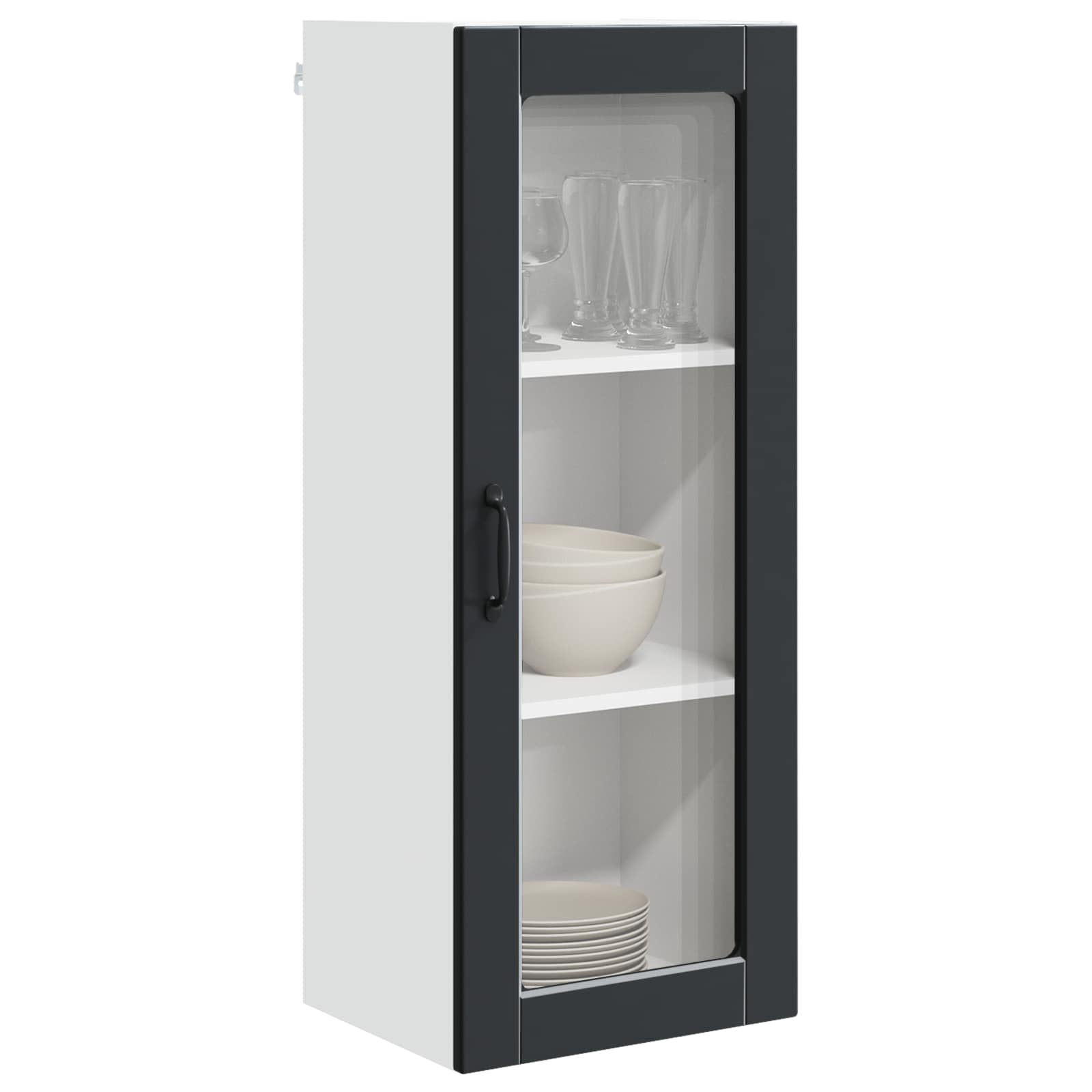 Wall Glass Cabinet PORTO Black 40 x 31 x 100 cm Engineered Wood