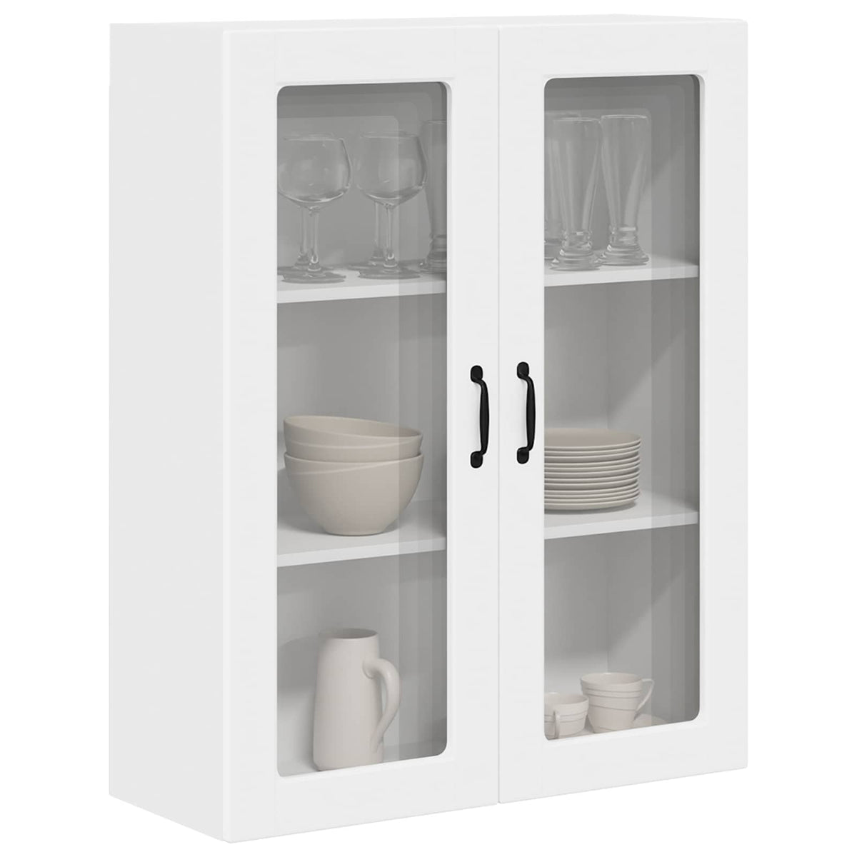Wall Glass Cabinet PORTO White 80 x 31 x 100 cm Engineered Wood