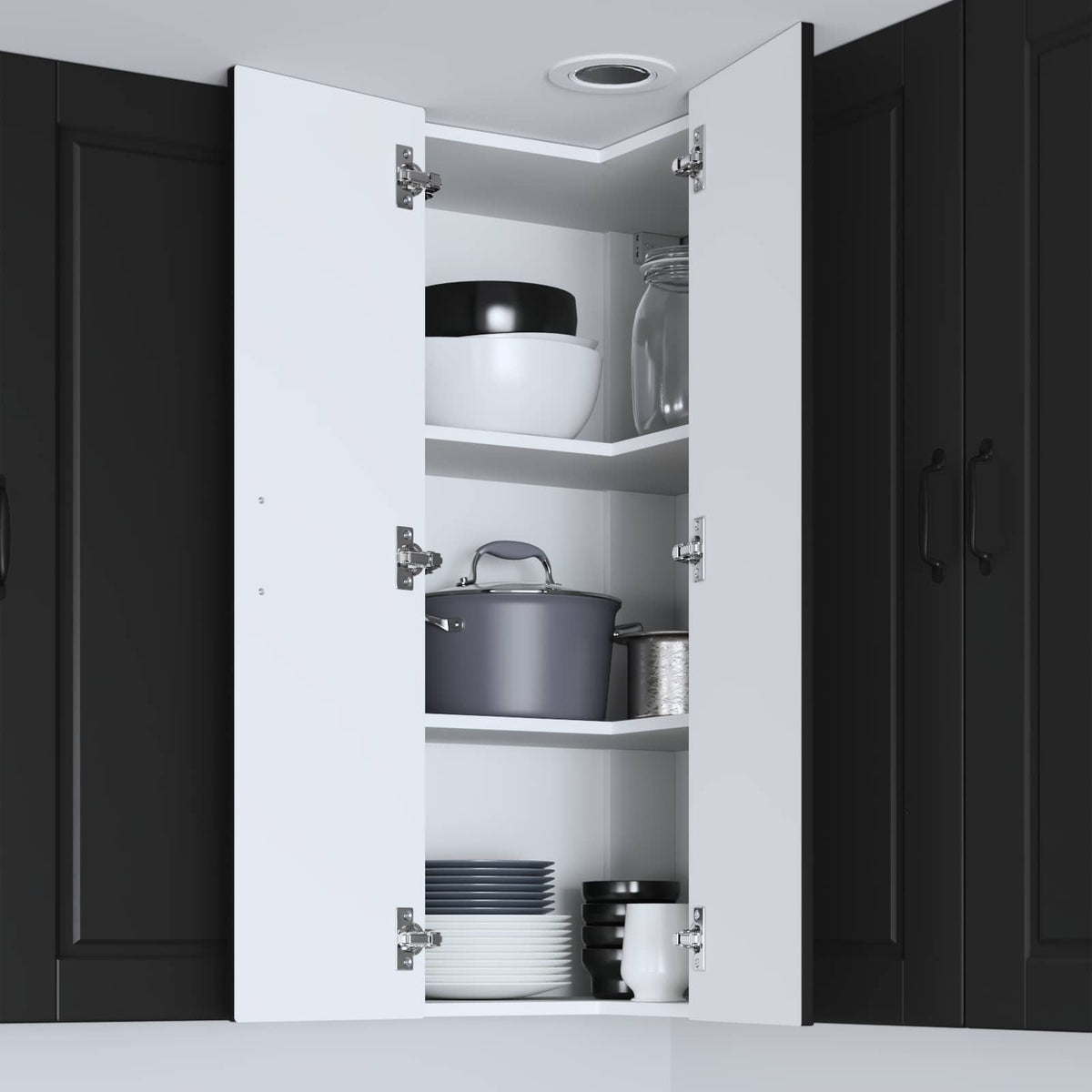Wall Corner Cabinet PORTO Black 57 x 57 x 100 cm
