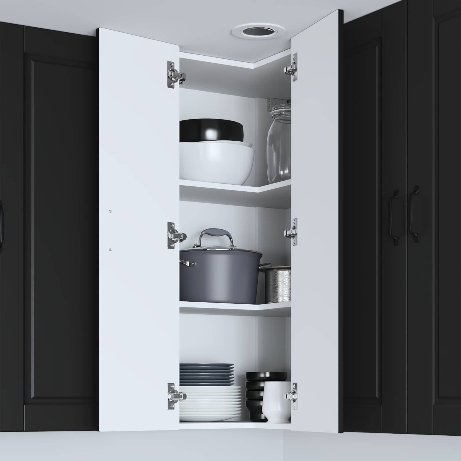 Wall Corner Cabinet PORTO Black 57 x 57 x 100 cm
