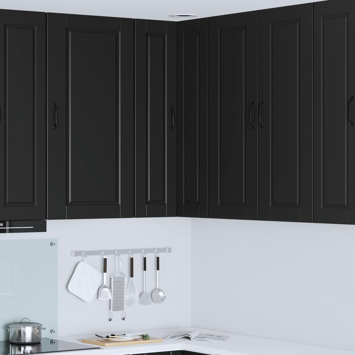 Wall Corner Cabinet PORTO Black 57 x 57 x 100 cm