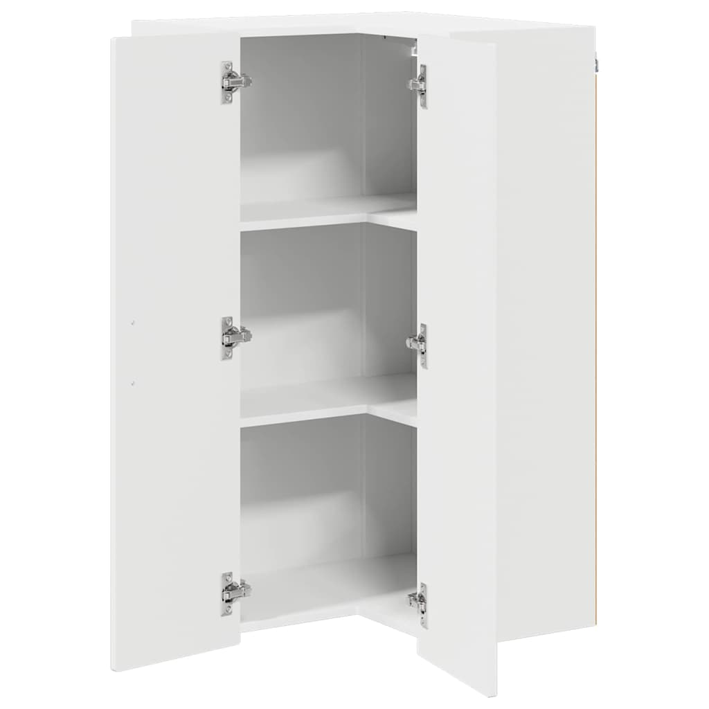 Wall Corner Cabinet PORTO High Gloss White 57 x 57 x 100 cm