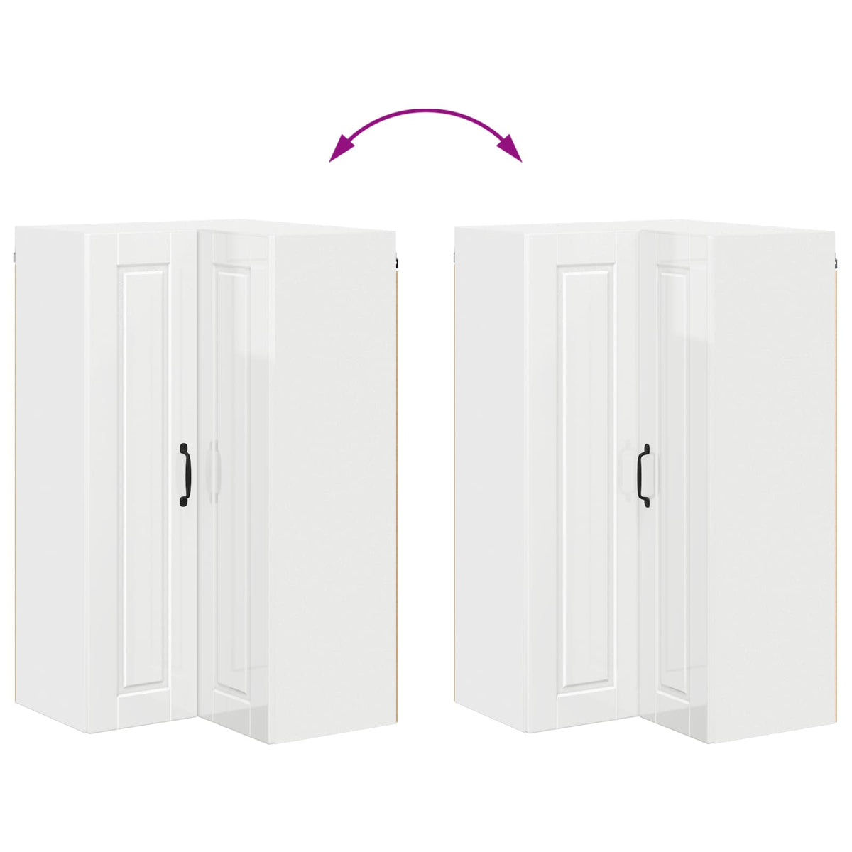 Wall Corner Cabinet PORTO High Gloss White 57 x 57 x 100 cm