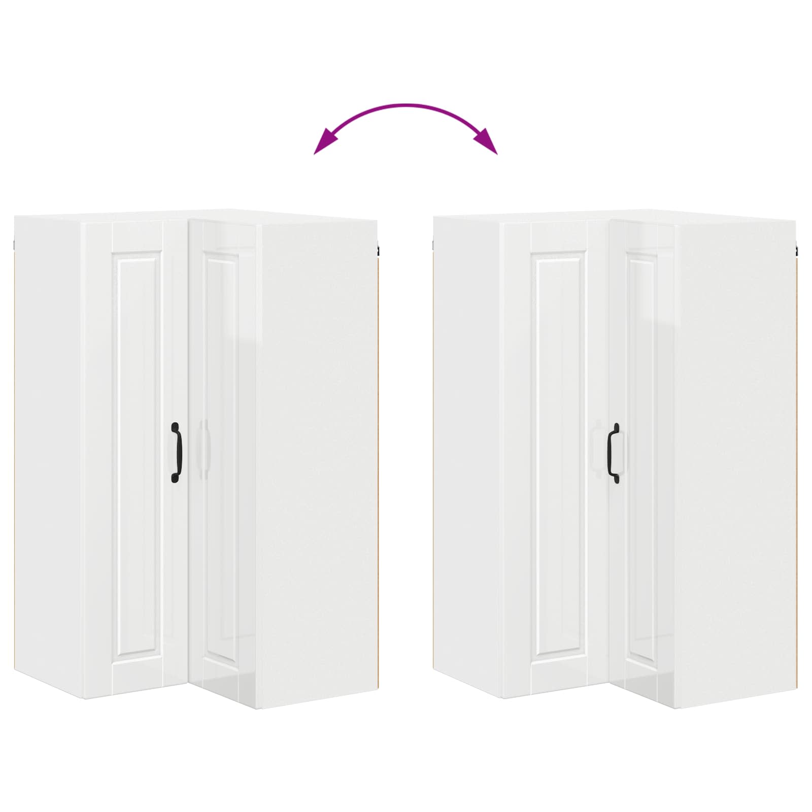 Wall Corner Cabinet PORTO High Gloss White 57 x 57 x 100 cm