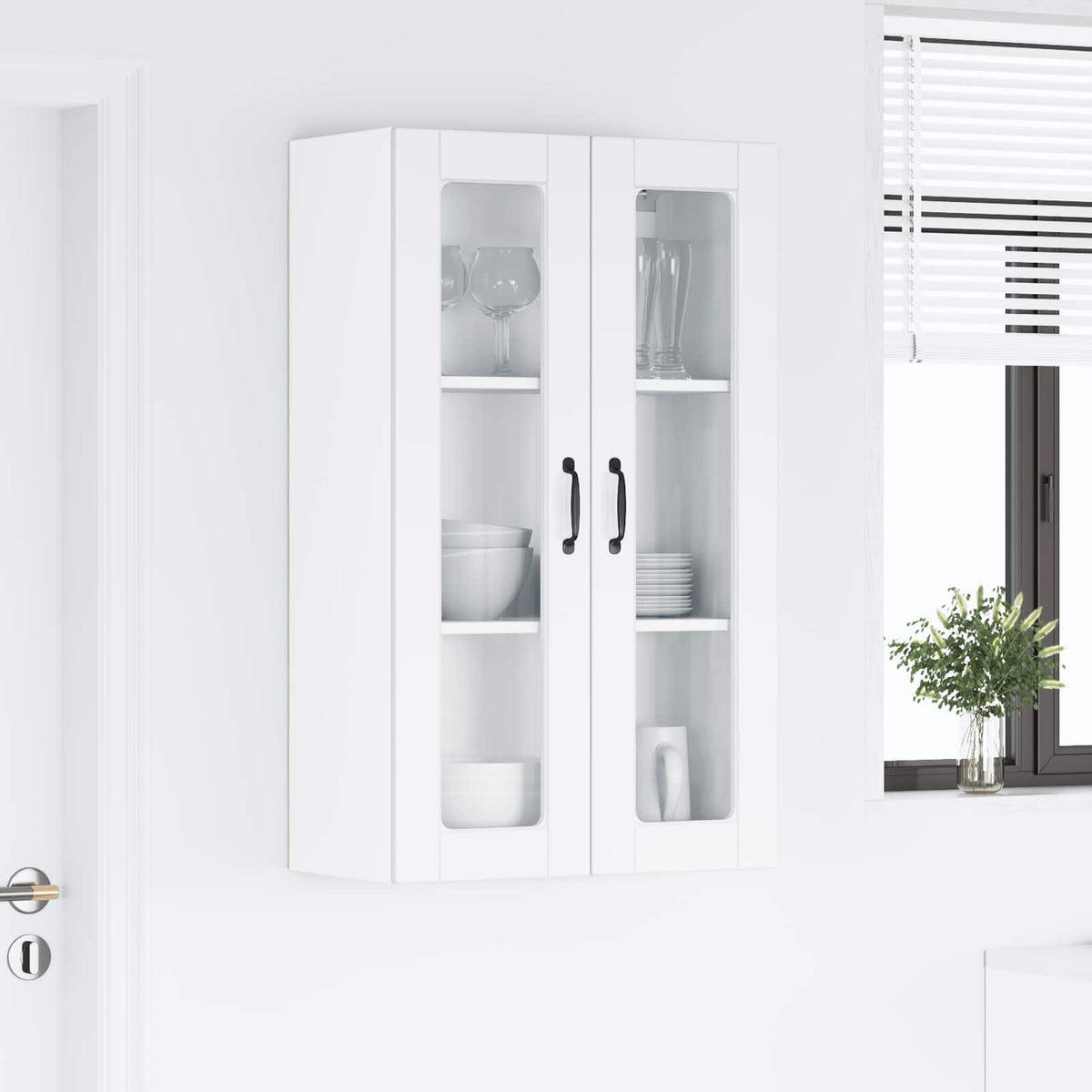 Wall Glass Cabinet PORTO White 60 x 31 x 100 cm Engineered Wood