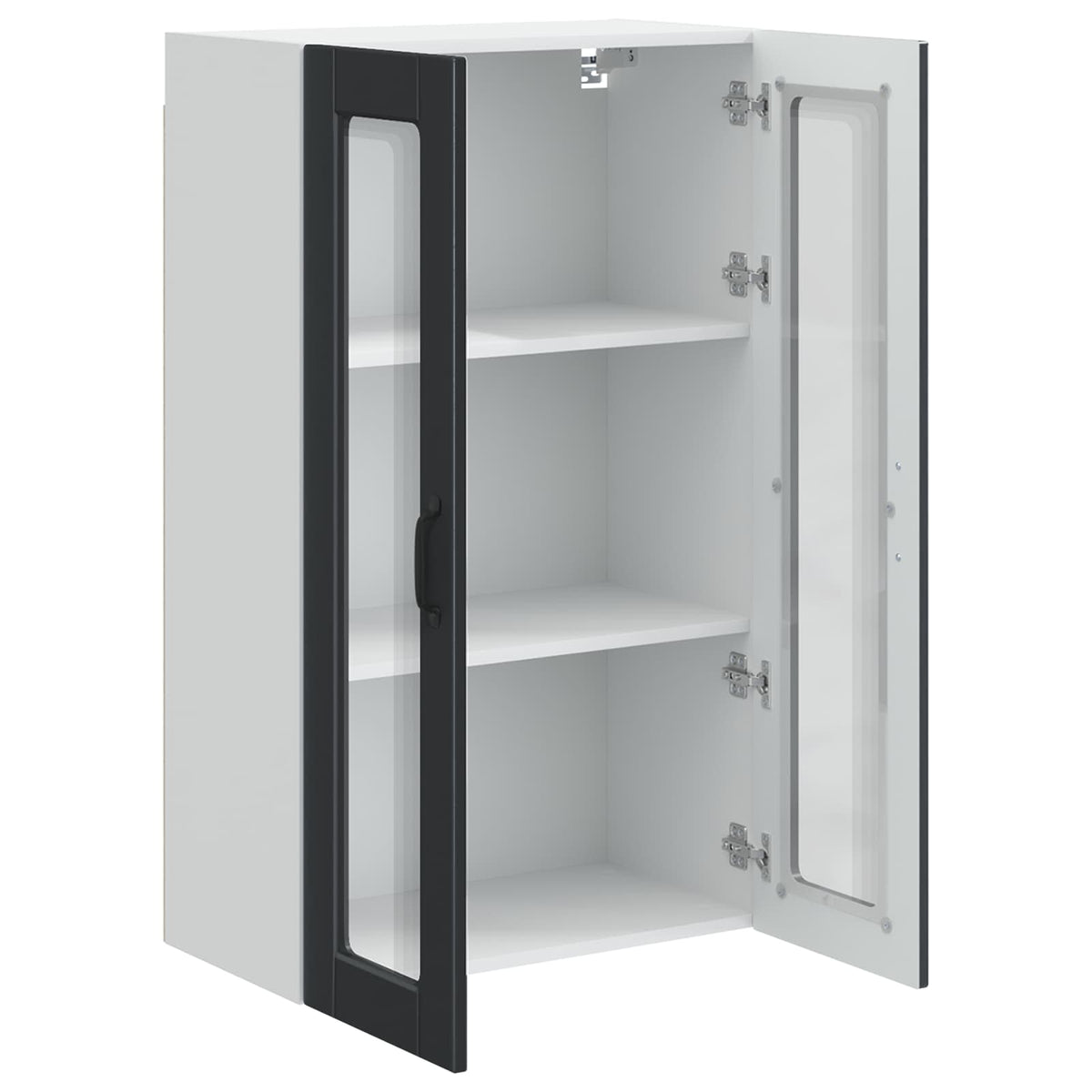 Wall Glass Cabinet PORTO Black 60 x 31 x 100 cm Engineered Wood