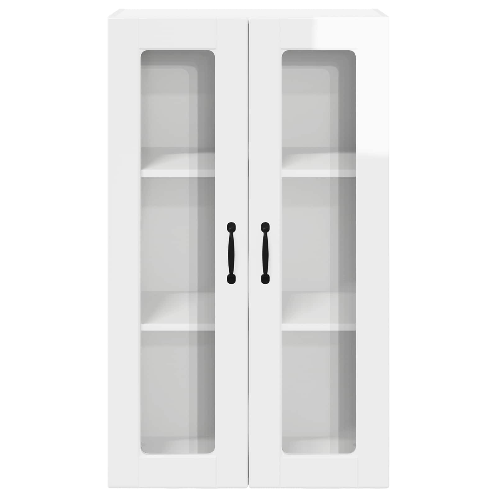 Wall Glass Cabinet PORTO High Gloss White 60 x 31 x 100 cm