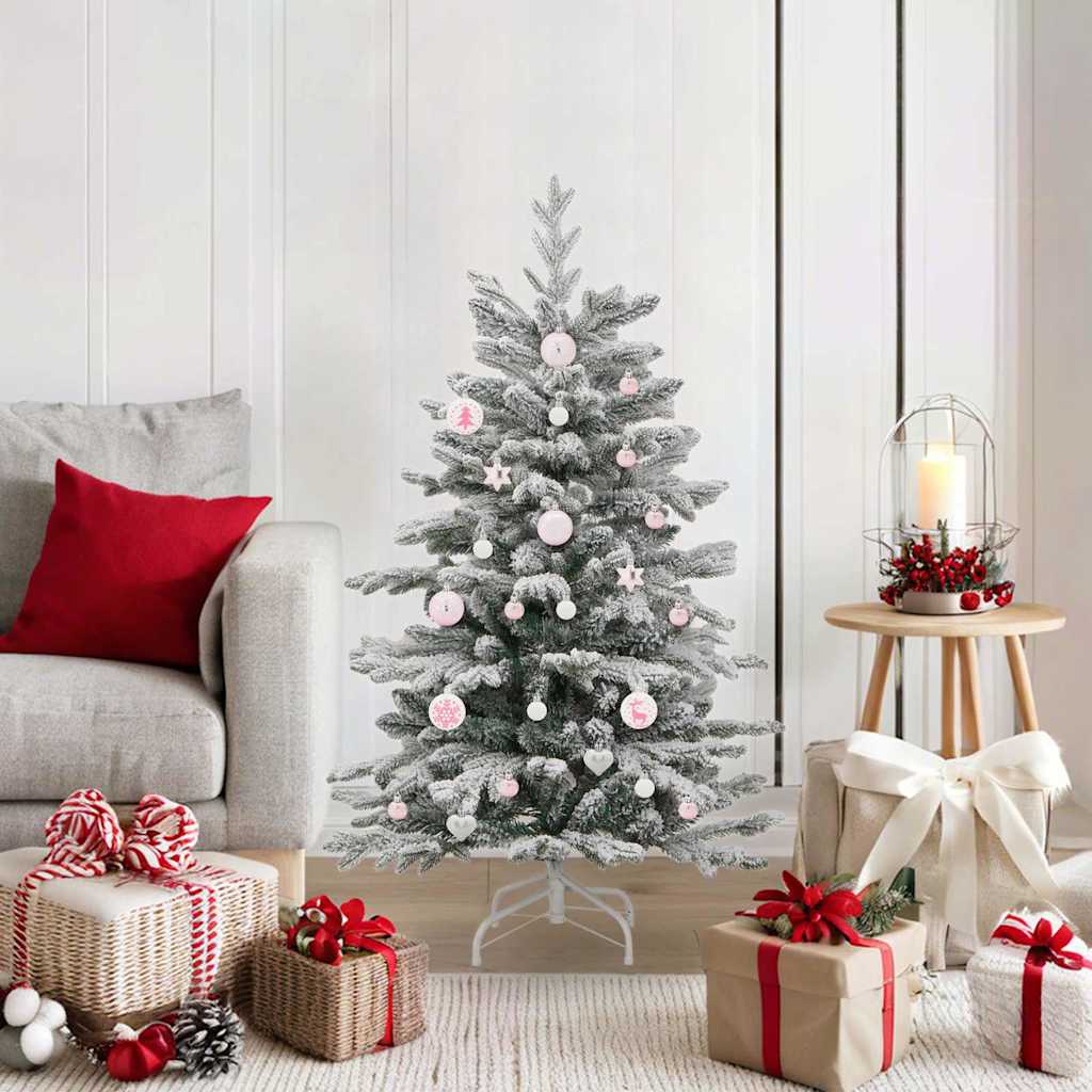 Christmas Bauble Set 40 pcs White and Pink Plastic