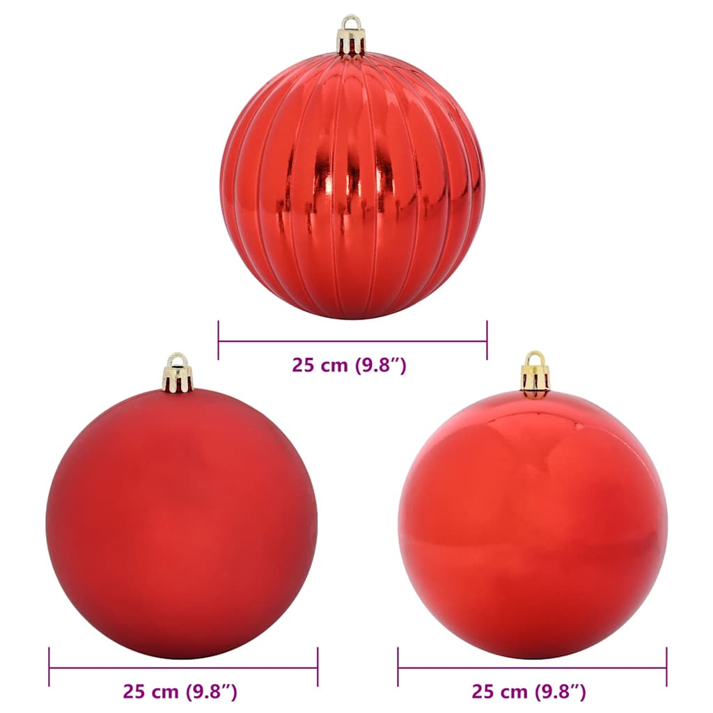 Christmas Bauble Set XXL 3 pcs Red Plastic