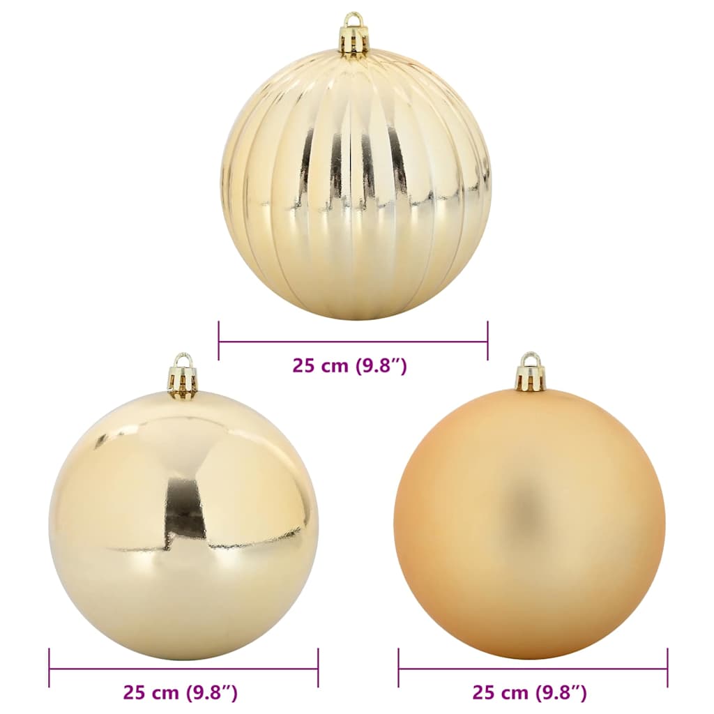 Christmas Bauble Set XXL 3 pcs Gold Plastic