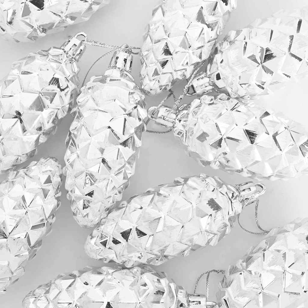 Christmas Pine Cone Ball 40 pcs Silver Plastic
