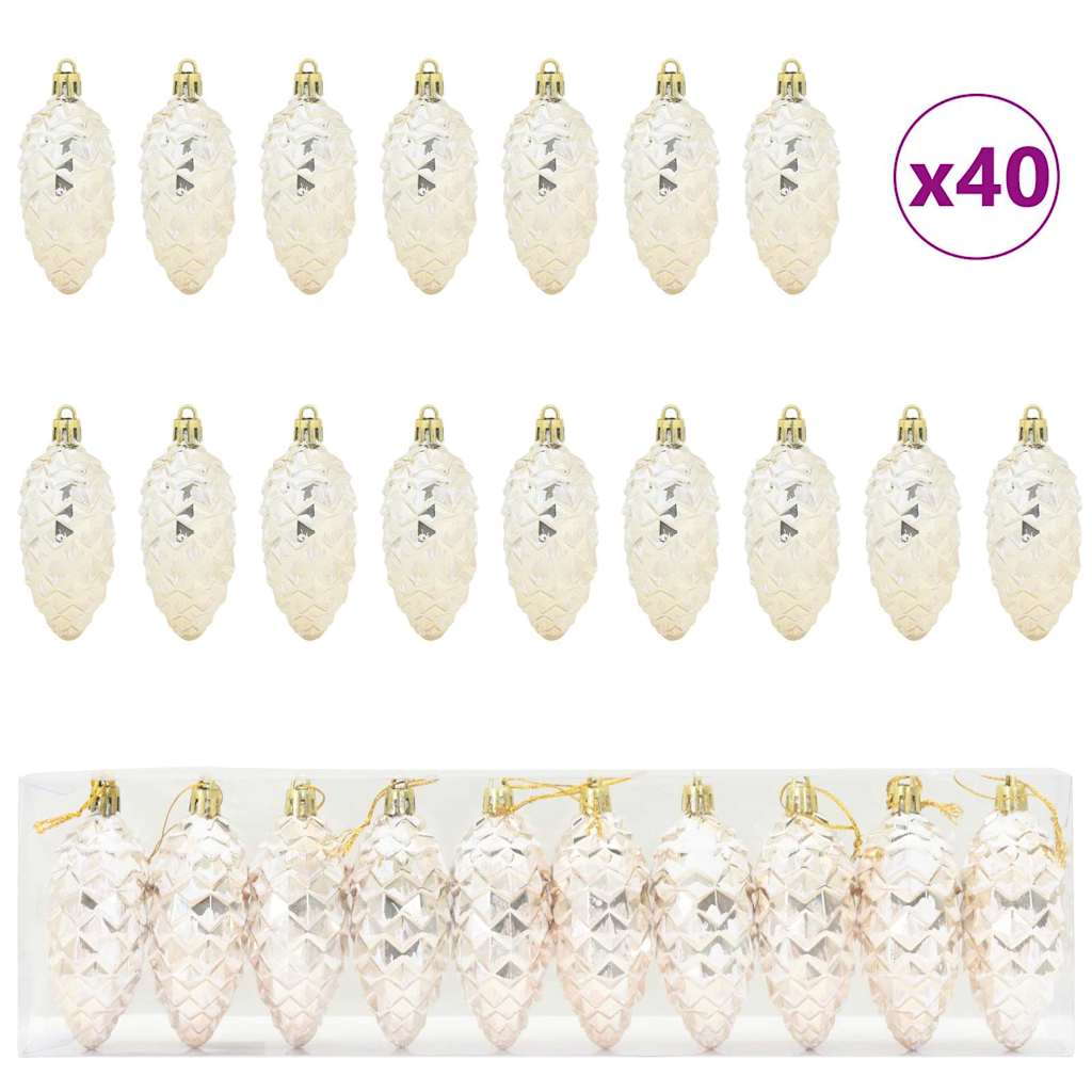 Christmas Pine Cone Ball 40 pcs Champagne Plastic