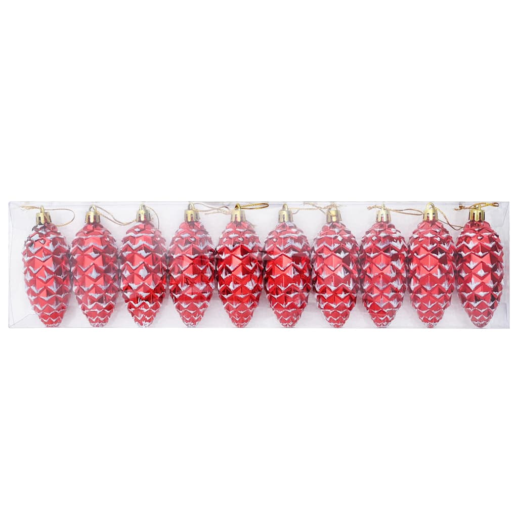 Christmas Pine Cone Ball 40 pcs Red Plastic