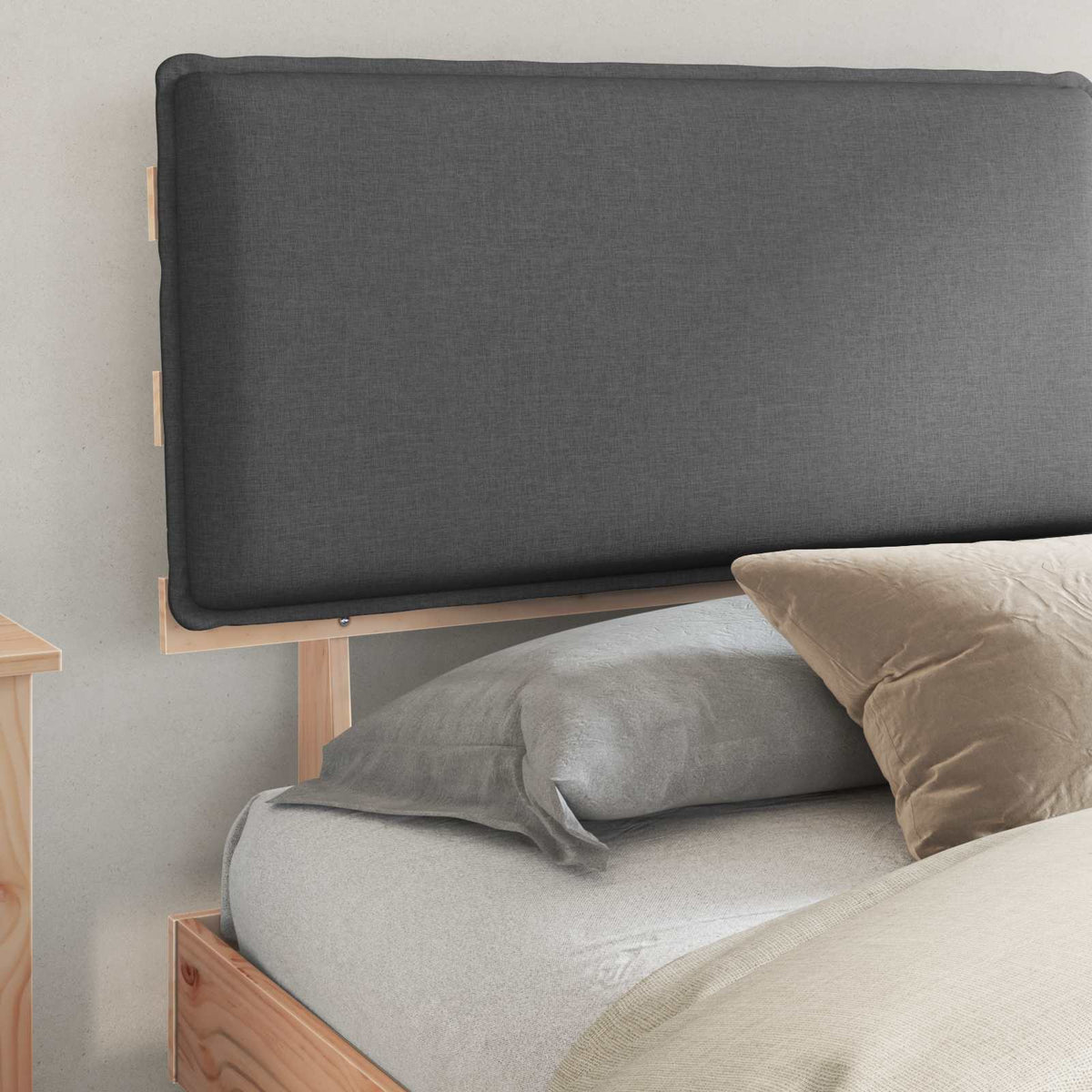 Bed Frame with Upholstered Headboard Dark Grey 180 x 200 cm