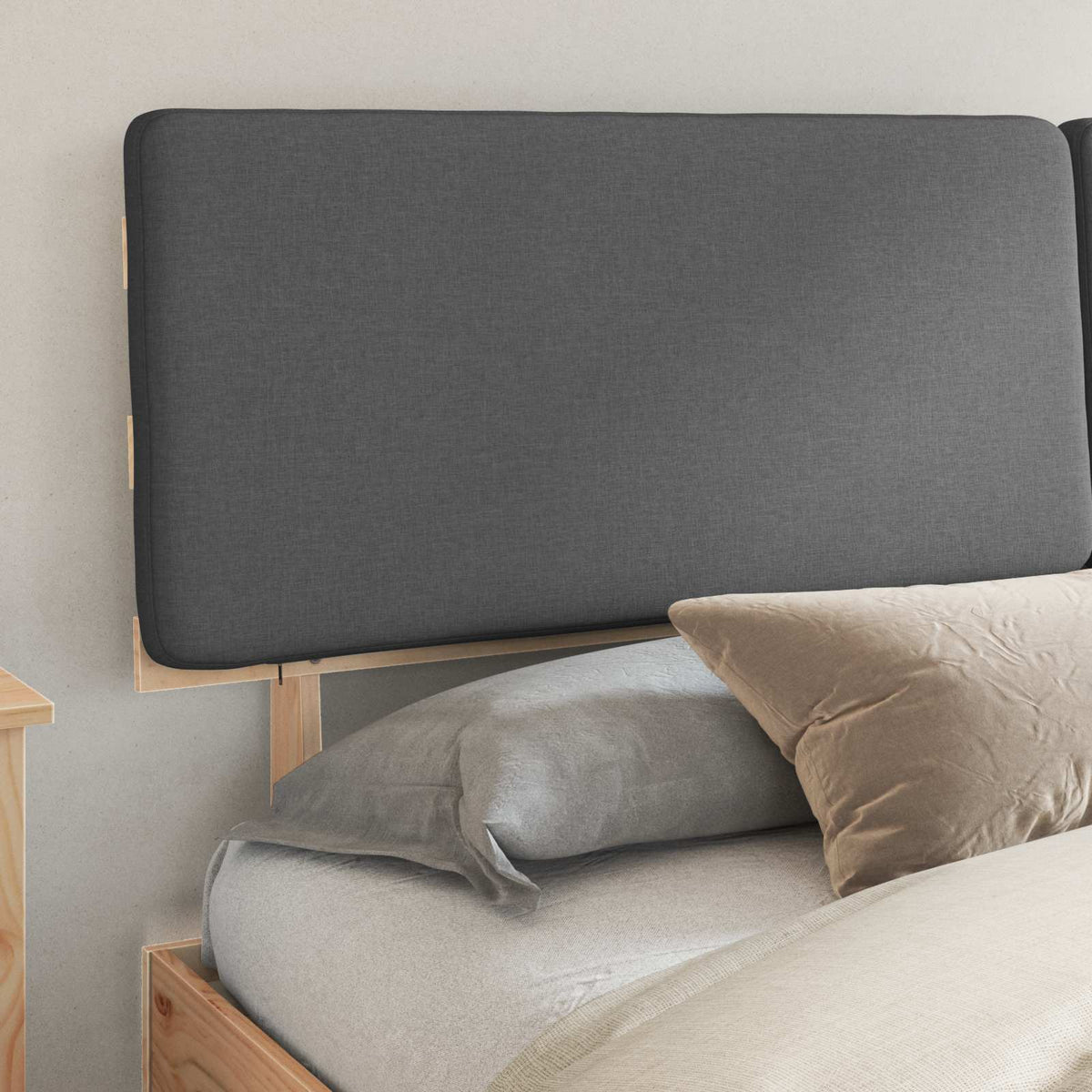 Bed Frame with Upholstered Headboard Dark Grey 180 x 200 cm