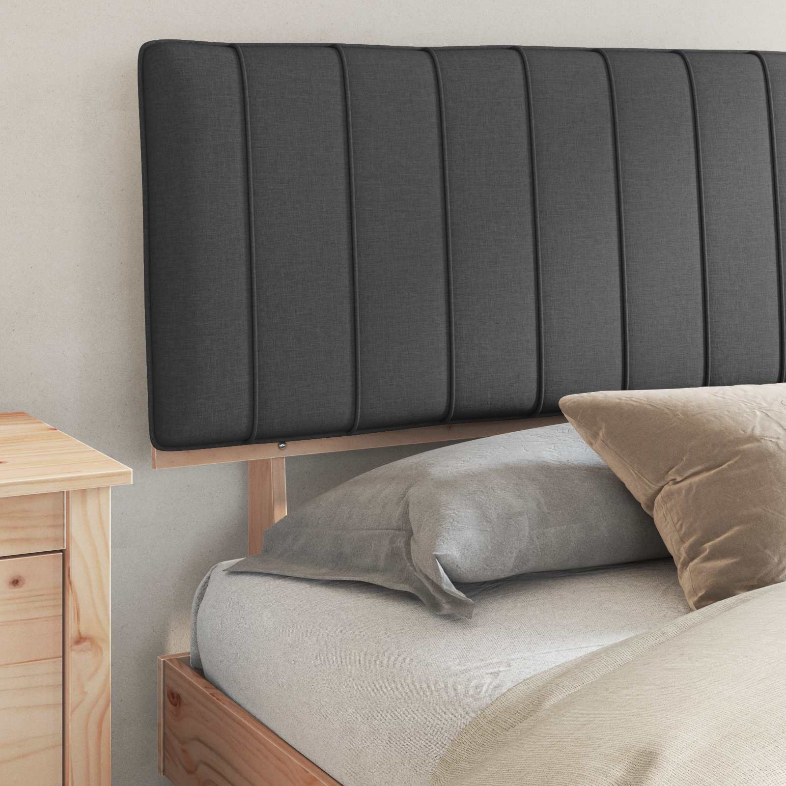 Bed Frame with Upholstered Headboard Dark Grey 180 x 200 cm