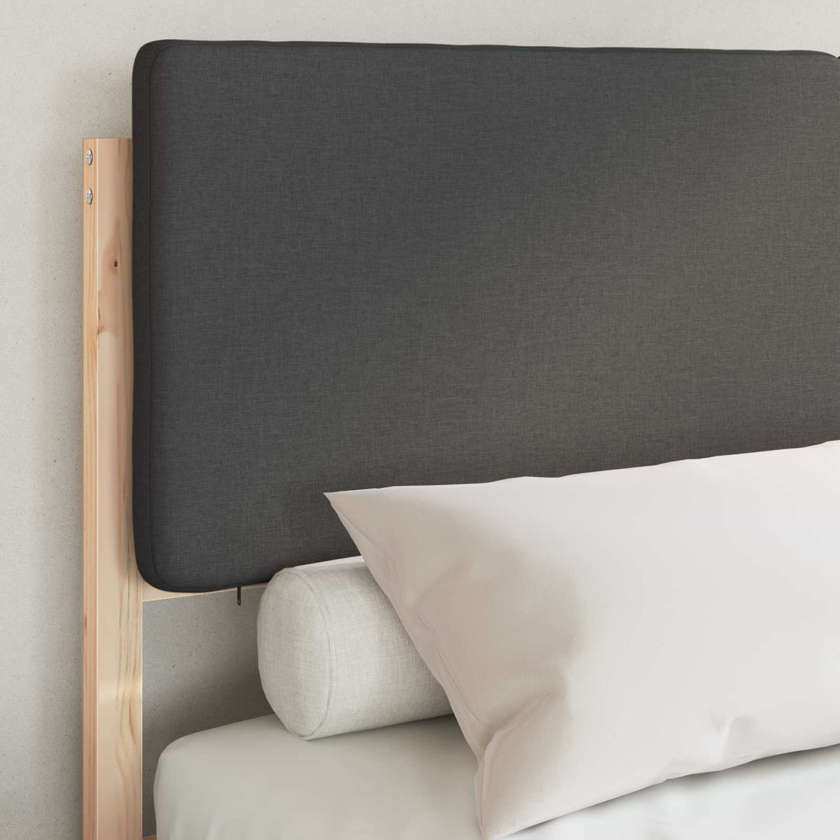 Bed Frame with Upholstered Headboard Dark Grey 150 x 200 cm