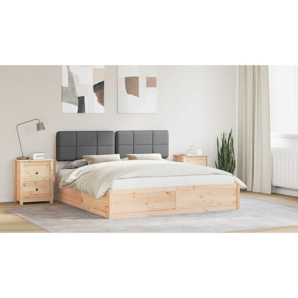 Bed Frame with Upholstered Headboard Dark Grey 180 x 200 cm