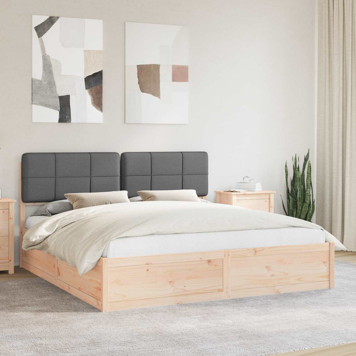 Bed Frame with Upholstered Headboard Dark Grey 180 x 200 cm