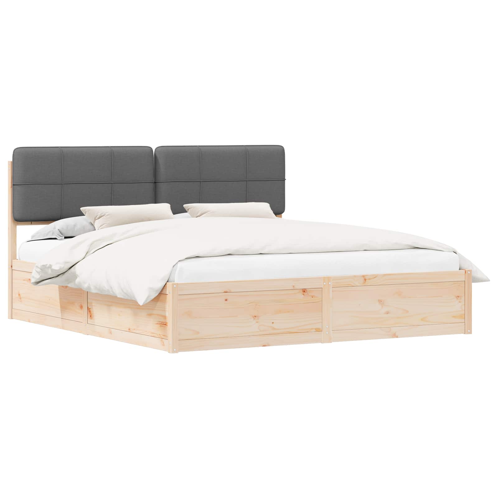 Bed Frame with Upholstered Headboard Dark Grey 180 x 200 cm