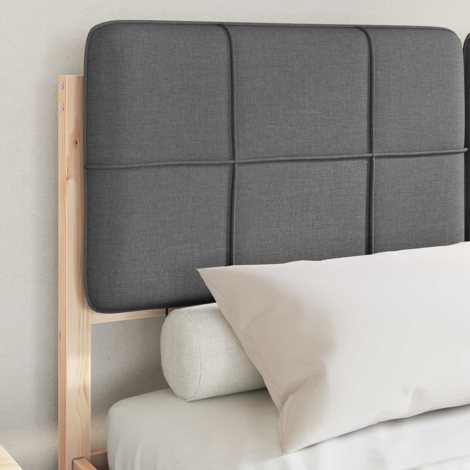 Bed Frame with Upholstered Headboard Dark Grey 150 x 200 cm