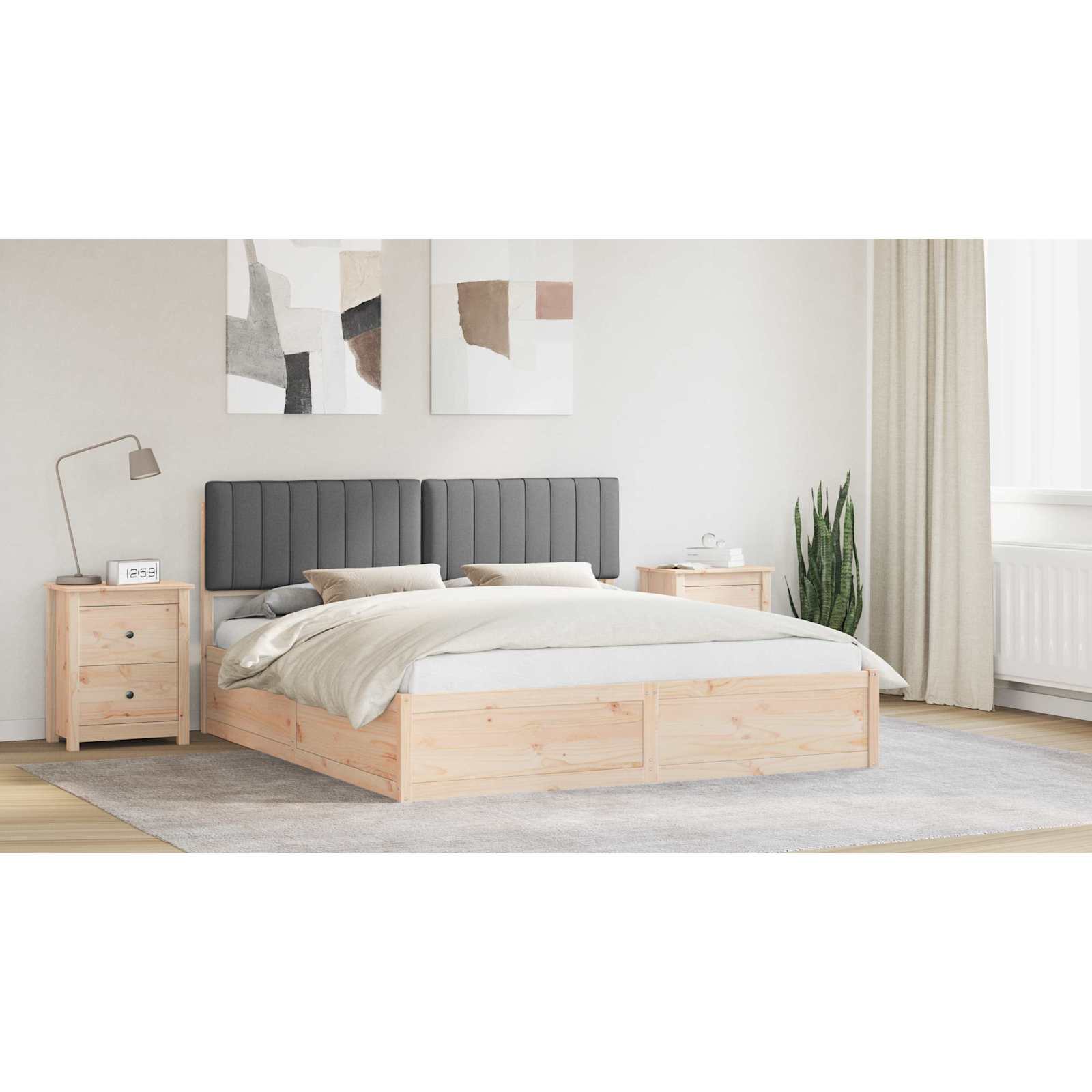 Bed Frame with Upholstered Headboard Dark Grey 180 x 200 cm