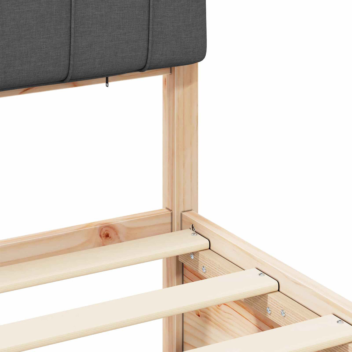 Bed Frame with Upholstered Headboard Dark Grey 135 x 190 cm