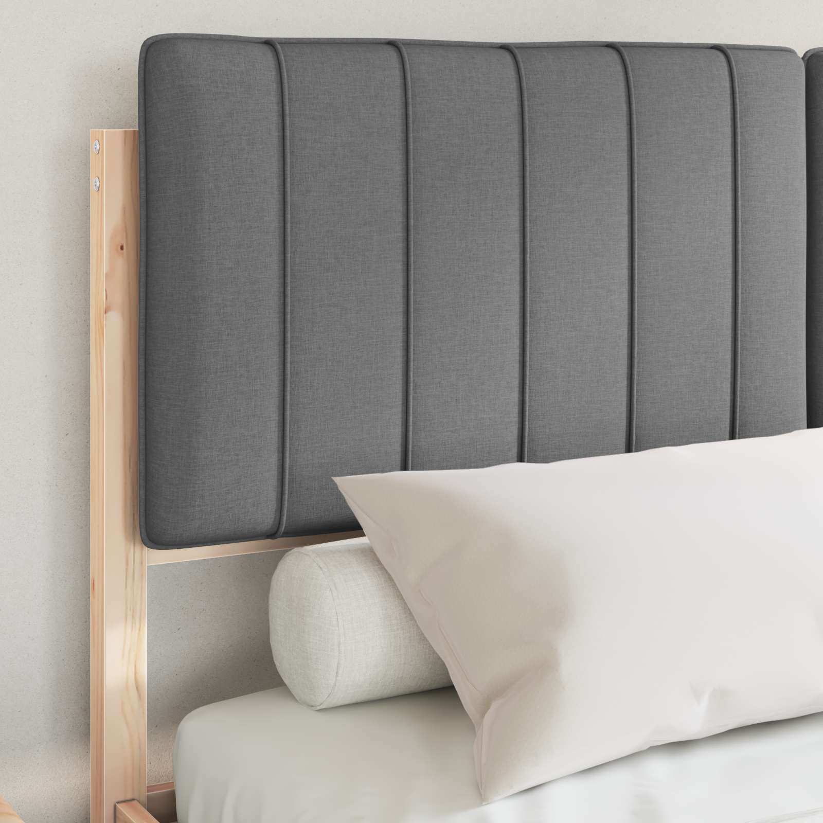Bed Frame with Upholstered Headboard Dark Grey 135 x 190 cm