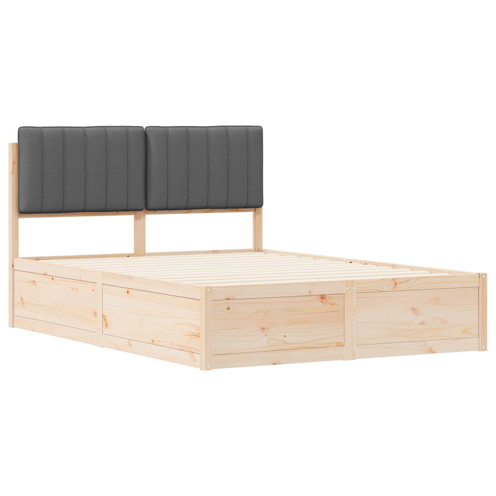 Bed Frame with Upholstered Headboard Dark Grey 135 x 190 cm