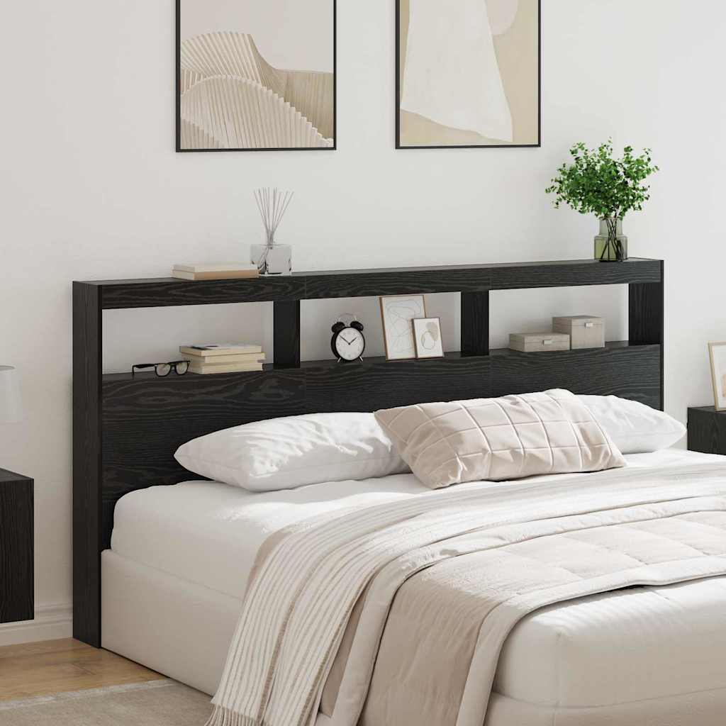 Headboard Black Oak 200 x 17 x 102 cm Engineered Wood