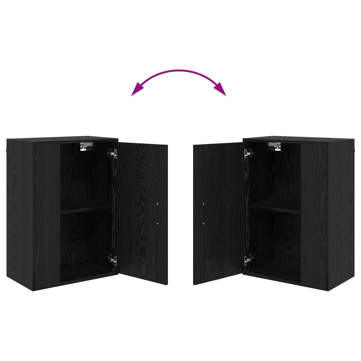 TV Cabinet Set Black Oak Engineered wood