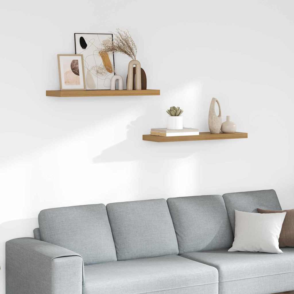 Wall Shelf 2 pcs Brown 80 x 23,5 x 3,8 cm Engineered Wood