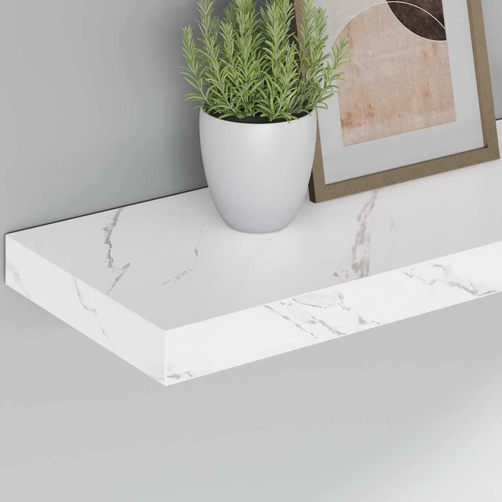 Wall Shelf 2 pcs White Marble 50 x 23.5 x 3.8 cm