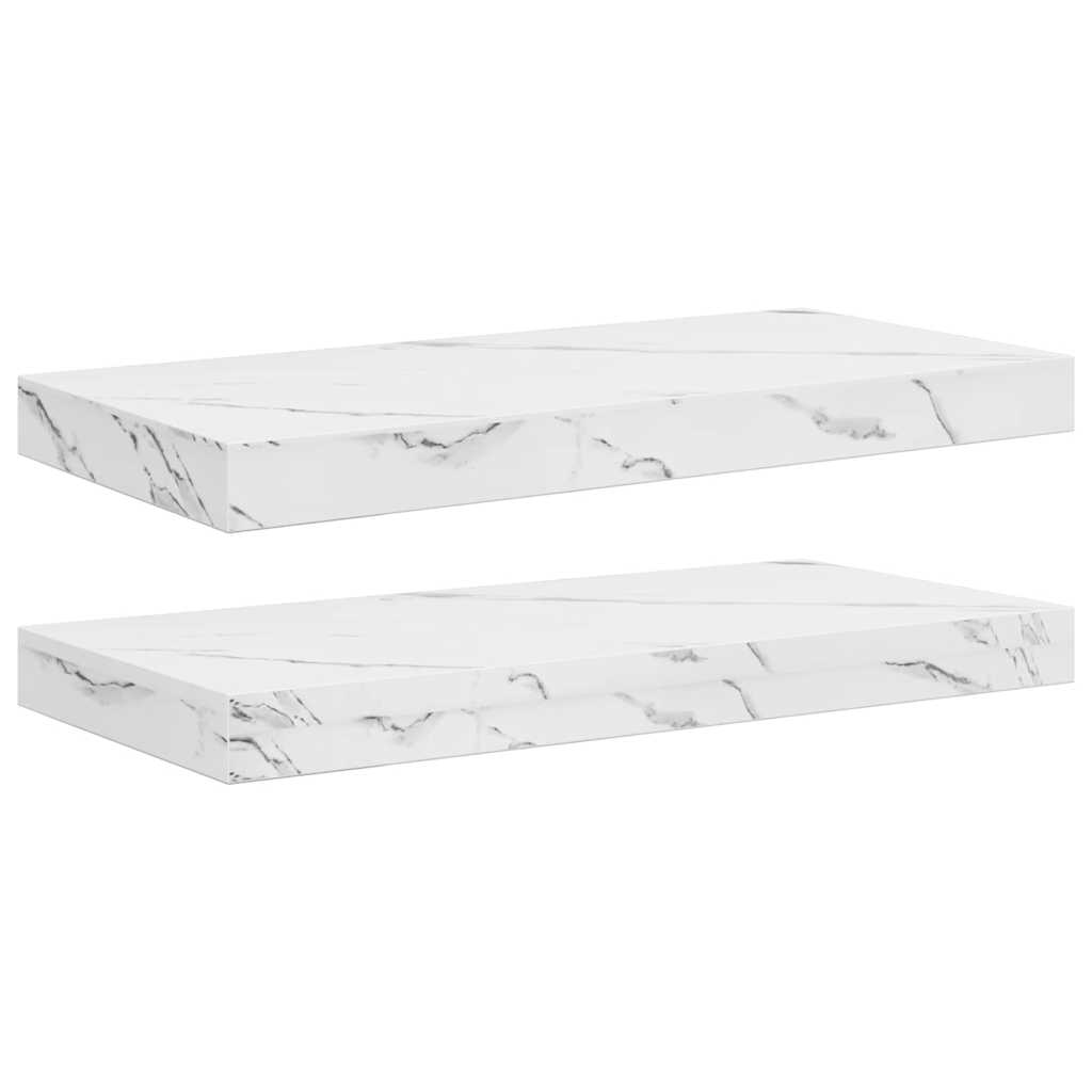 Wall Shelf 2 pcs White Marble 50 x 23.5 x 3.8 cm