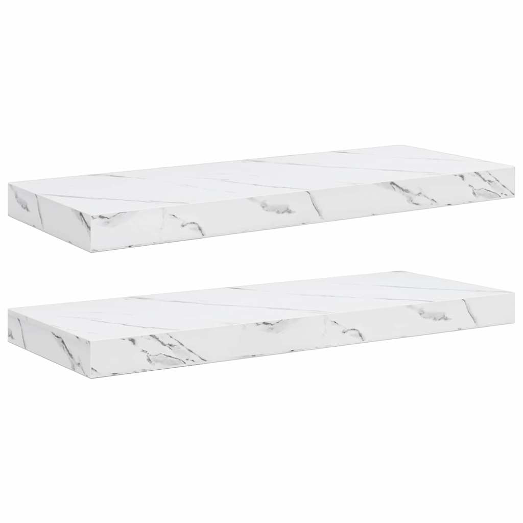 Wall Shelf 2 pcs White Marble 60 x 23,5 x 3,8 cm