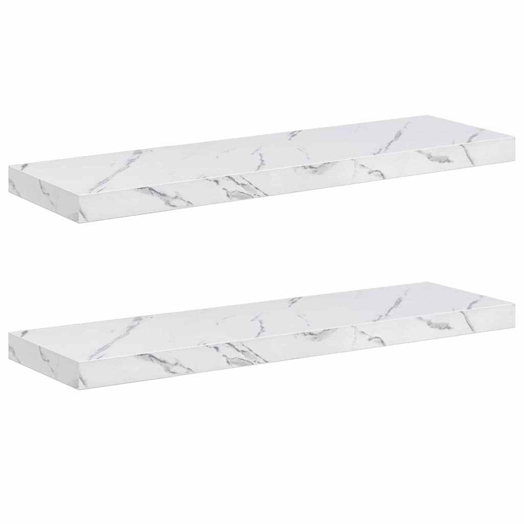 Wall Shelf 2 pcs White Marble 90 x 23,5 x 3,8 cm