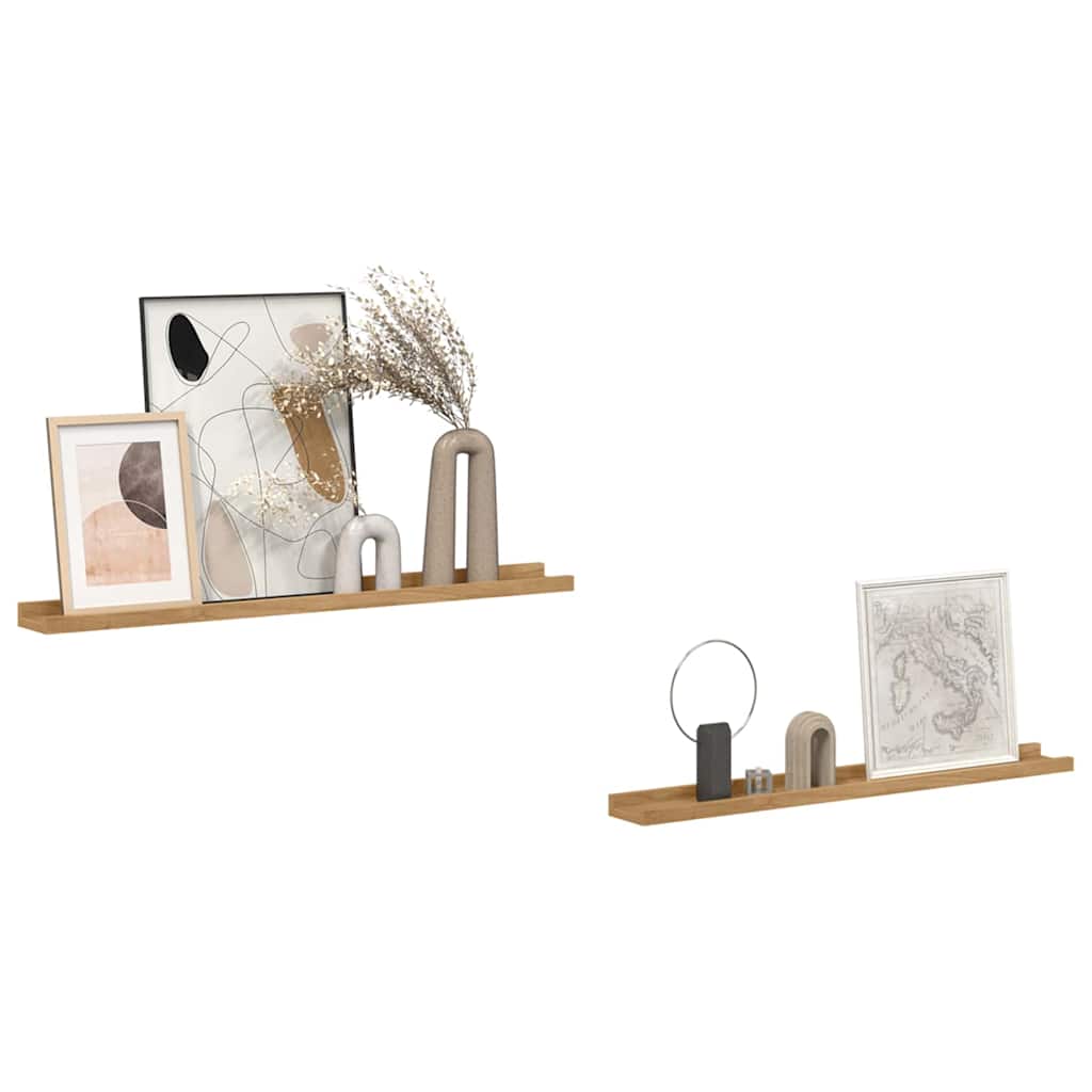 Wall Shelf 2 pcs Brown 80 x 9 x 3 cm Engineered Wood