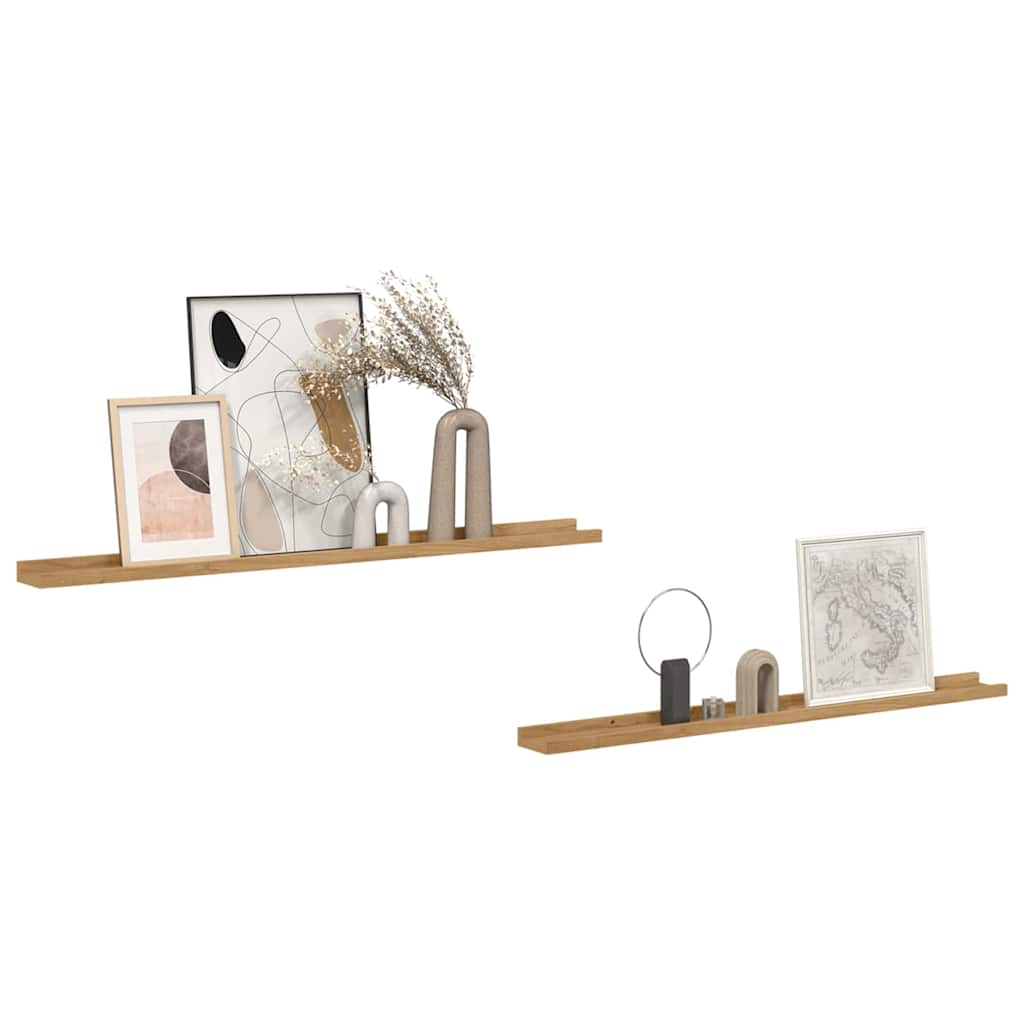 Wall Shelf 2 pcs Brown 100 x 9 x 3 cm Engineered Wood