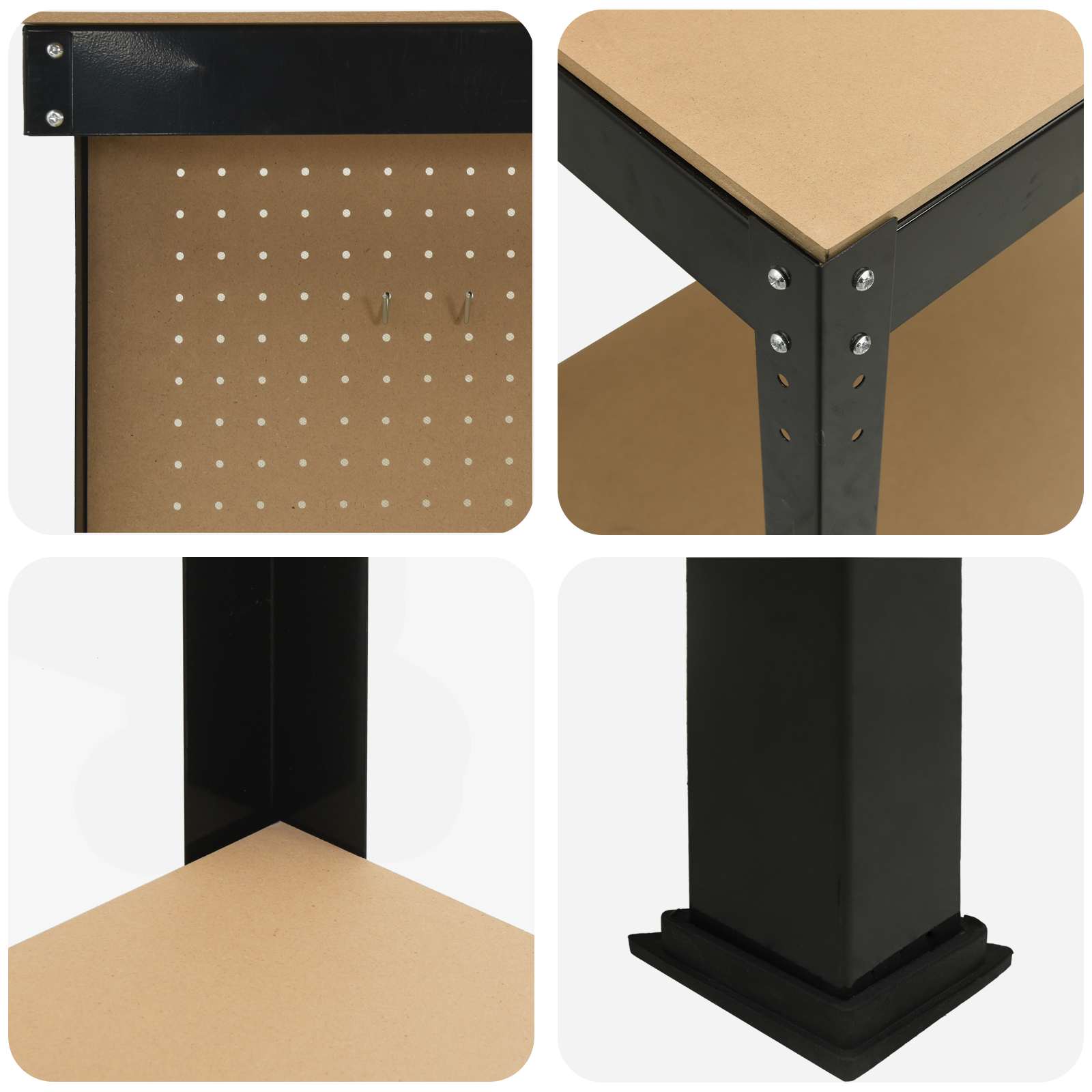 Workbench Black 114 x 54 x 145 cm Engineered Wood and Metal