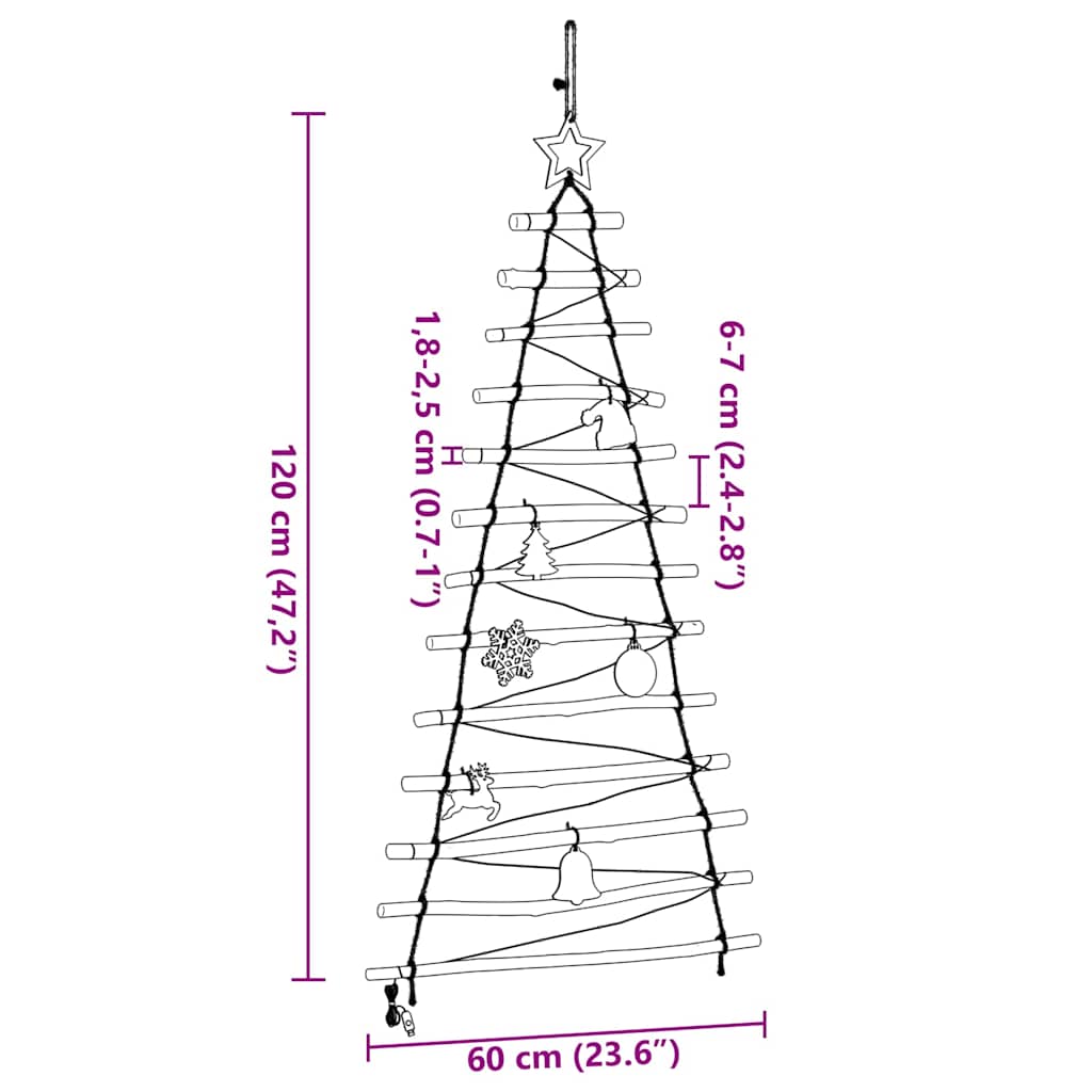 Christmas Tree Natural 120 cm Solid Ash Wood