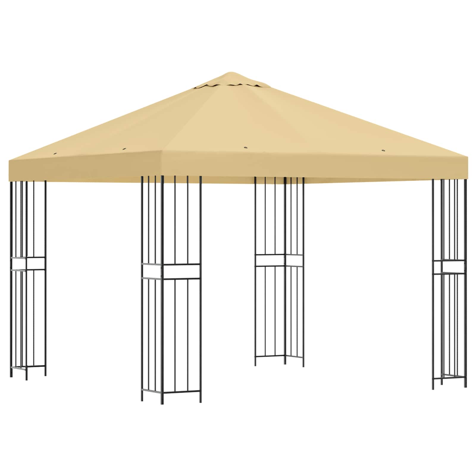 Gazebo 3 x 3 m Cream Polyester and Steel 190 gsm