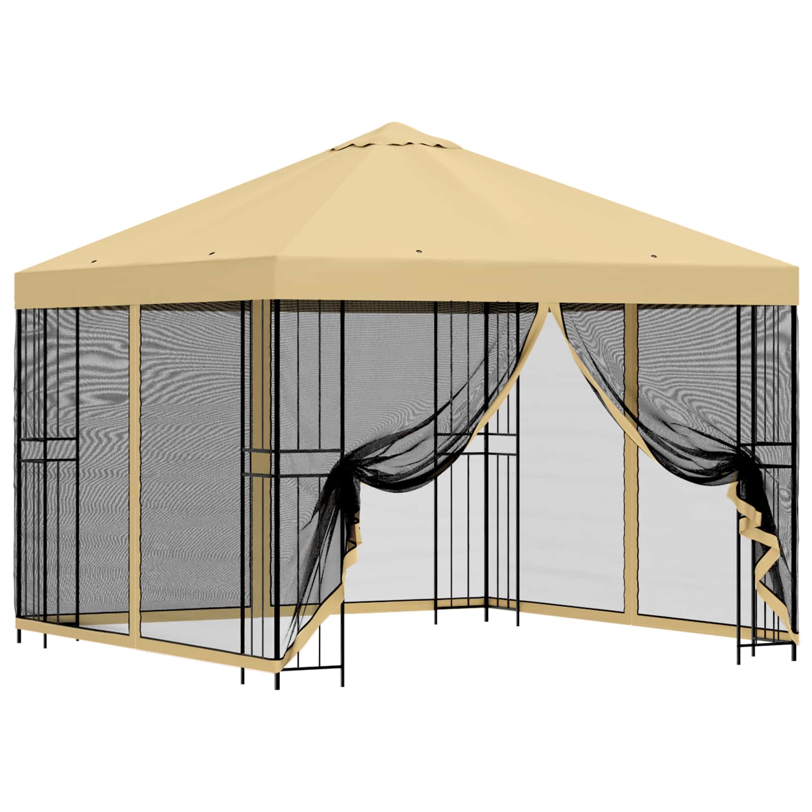 Garden Gazebo with Sidewalls 3 x 3 m Cream Polyester and Steel