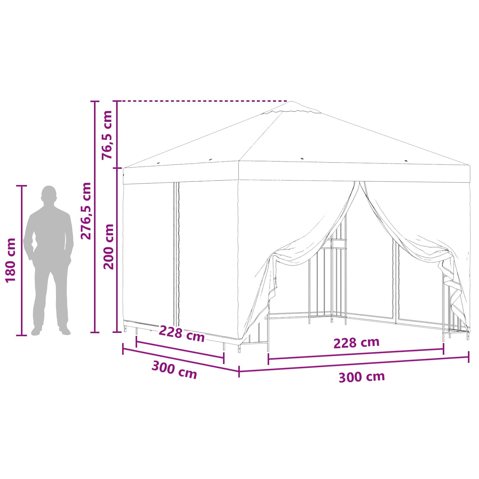 Garden Gazebo with Sidewalls 3 x 3 m Anthracite